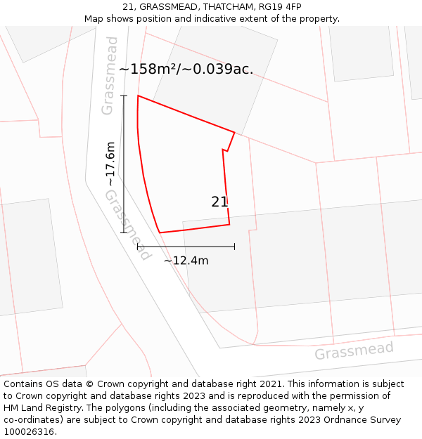 21, GRASSMEAD, THATCHAM, RG19 4FP: Plot and title map