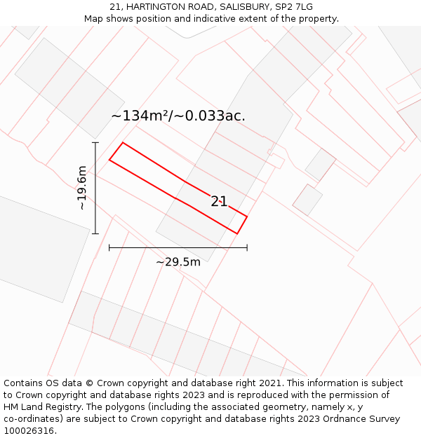 21, HARTINGTON ROAD, SALISBURY, SP2 7LG: Plot and title map
