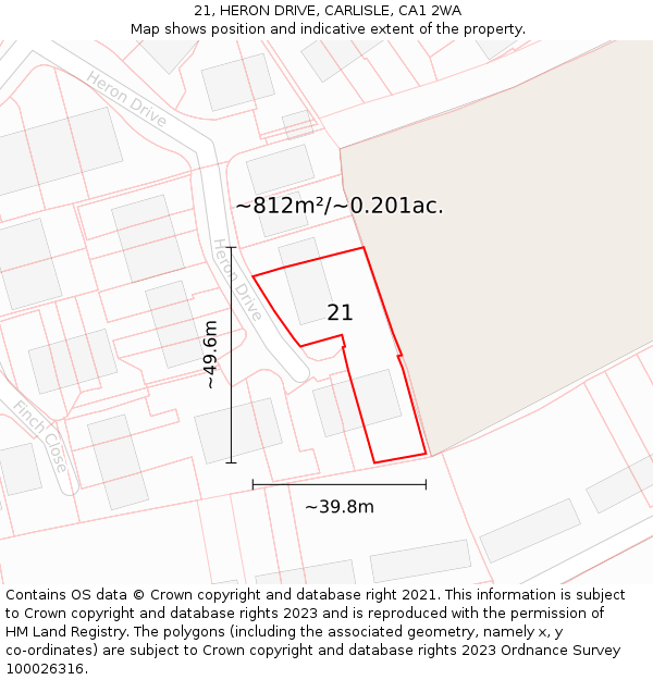 21, HERON DRIVE, CARLISLE, CA1 2WA: Plot and title map