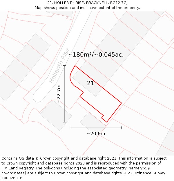 21, HOLLERITH RISE, BRACKNELL, RG12 7GJ: Plot and title map