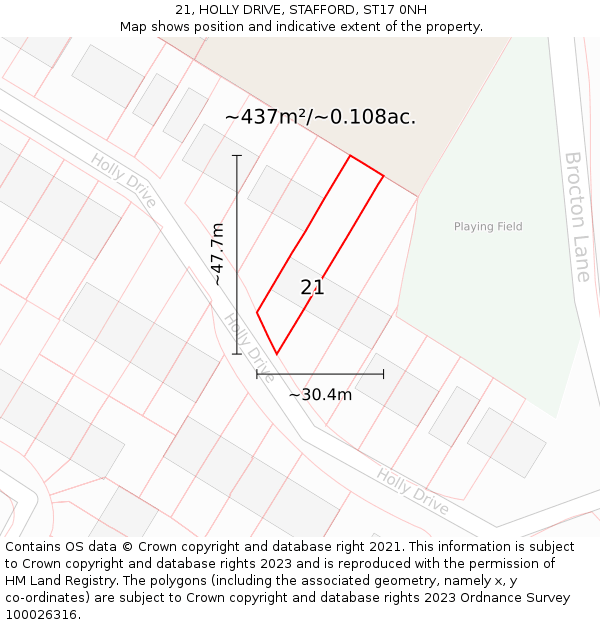 21, HOLLY DRIVE, STAFFORD, ST17 0NH: Plot and title map