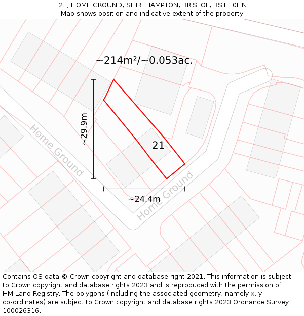 21, HOME GROUND, SHIREHAMPTON, BRISTOL, BS11 0HN: Plot and title map