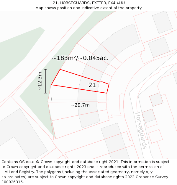 21, HORSEGUARDS, EXETER, EX4 4UU: Plot and title map