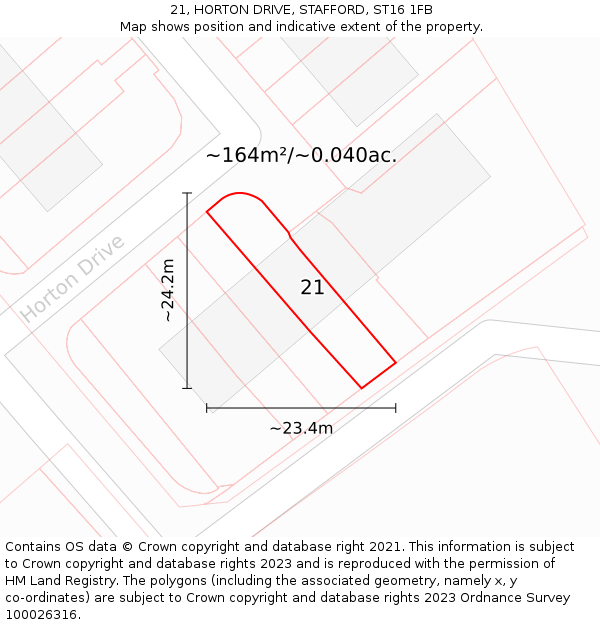 21, HORTON DRIVE, STAFFORD, ST16 1FB: Plot and title map