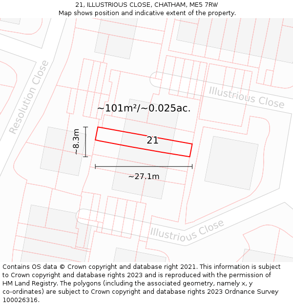 21, ILLUSTRIOUS CLOSE, CHATHAM, ME5 7RW: Plot and title map