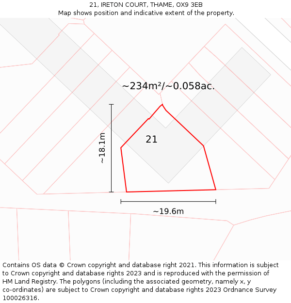 21, IRETON COURT, THAME, OX9 3EB: Plot and title map