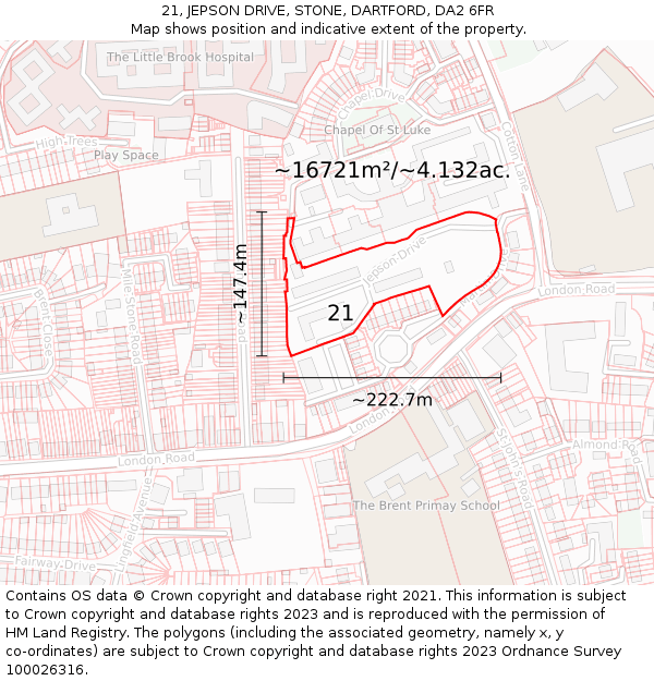 21, JEPSON DRIVE, STONE, DARTFORD, DA2 6FR: Plot and title map