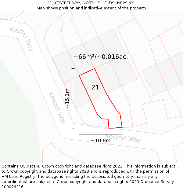 21, KESTREL WAY, NORTH SHIELDS, NE29 6XH: Plot and title map
