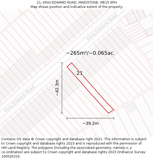 21, KING EDWARD ROAD, MAIDSTONE, ME15 6PN: Plot and title map