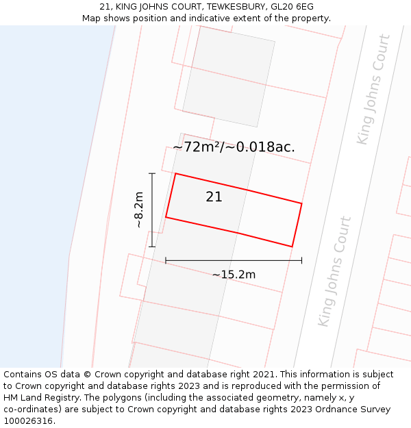 21, KING JOHNS COURT, TEWKESBURY, GL20 6EG: Plot and title map