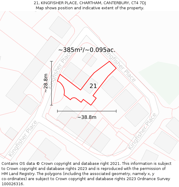 21, KINGFISHER PLACE, CHARTHAM, CANTERBURY, CT4 7DJ: Plot and title map