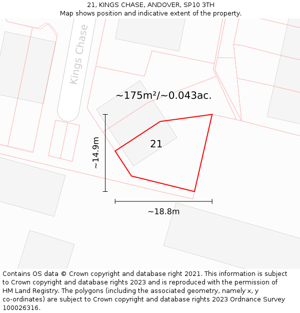 21, KINGS CHASE, ANDOVER, SP10 3TH: Plot and title map