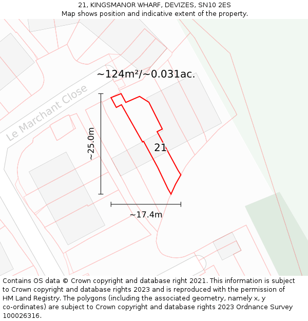 21, KINGSMANOR WHARF, DEVIZES, SN10 2ES: Plot and title map