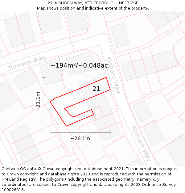 21, KISHORN WAY, ATTLEBOROUGH, NR17 2SF: Plot and title map