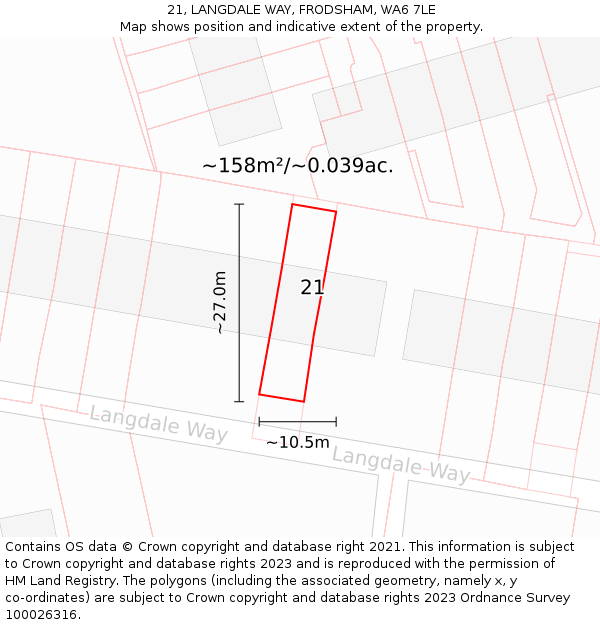 21, LANGDALE WAY, FRODSHAM, WA6 7LE: Plot and title map