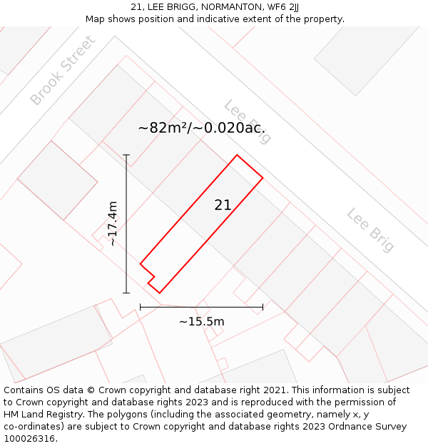 21, LEE BRIGG, NORMANTON, WF6 2JJ: Plot and title map