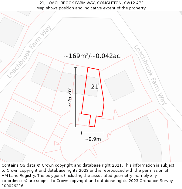 21, LOACHBROOK FARM WAY, CONGLETON, CW12 4BF: Plot and title map