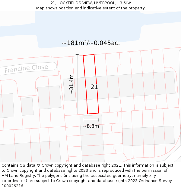 21, LOCKFIELDS VIEW, LIVERPOOL, L3 6LW: Plot and title map