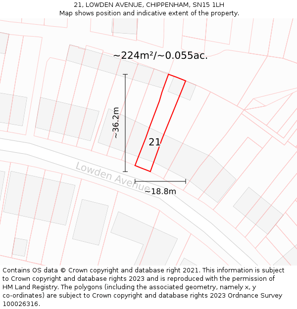 21, LOWDEN AVENUE, CHIPPENHAM, SN15 1LH: Plot and title map