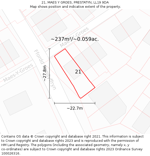 21, MAES Y GROES, PRESTATYN, LL19 9DA: Plot and title map