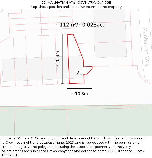 21, MANHATTAN WAY, COVENTRY, CV4 9GE: Plot and title map