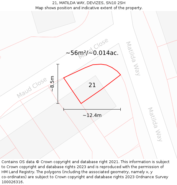 21, MATILDA WAY, DEVIZES, SN10 2SH: Plot and title map