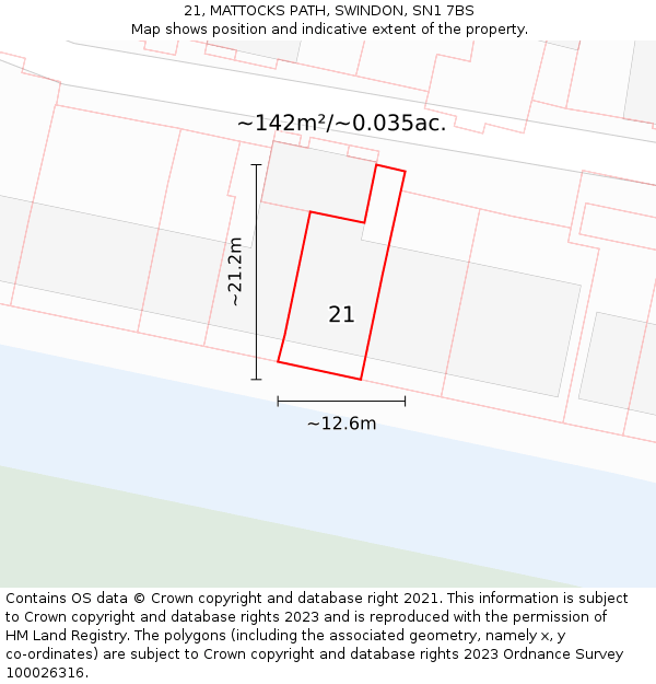 21, MATTOCKS PATH, SWINDON, SN1 7BS: Plot and title map
