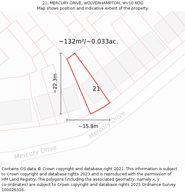 21, MERCURY DRIVE, WOLVERHAMPTON, WV10 6DG: Plot and title map