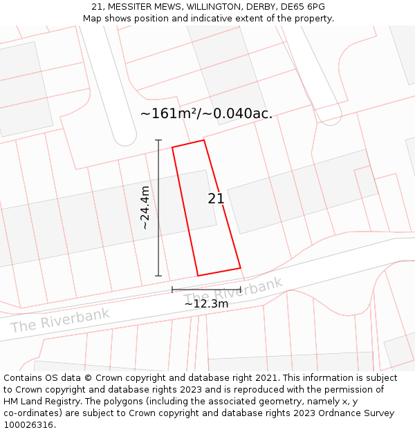 21, MESSITER MEWS, WILLINGTON, DERBY, DE65 6PG: Plot and title map
