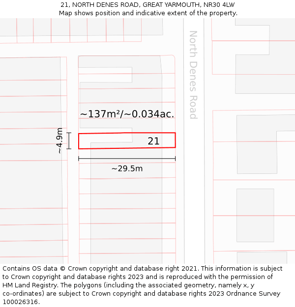 21, NORTH DENES ROAD, GREAT YARMOUTH, NR30 4LW: Plot and title map