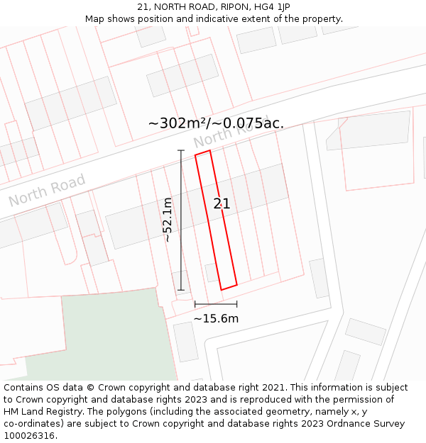 21, NORTH ROAD, RIPON, HG4 1JP: Plot and title map