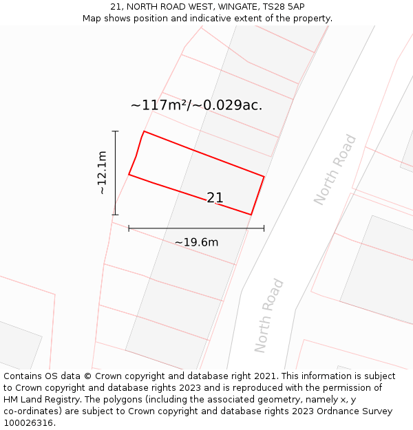 21, NORTH ROAD WEST, WINGATE, TS28 5AP: Plot and title map