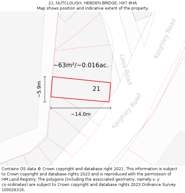 21, NUTCLOUGH, HEBDEN BRIDGE, HX7 8HA: Plot and title map