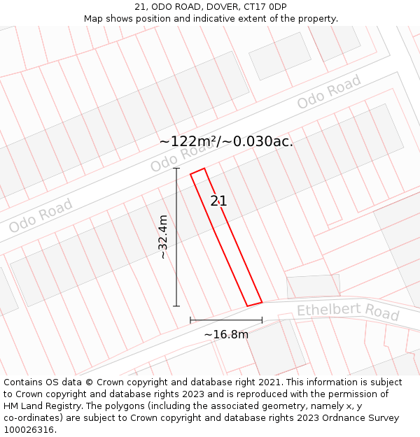 21, ODO ROAD, DOVER, CT17 0DP: Plot and title map