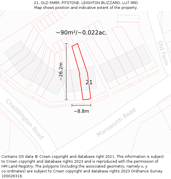 21, OLD FARM, PITSTONE, LEIGHTON BUZZARD, LU7 9RD: Plot and title map
