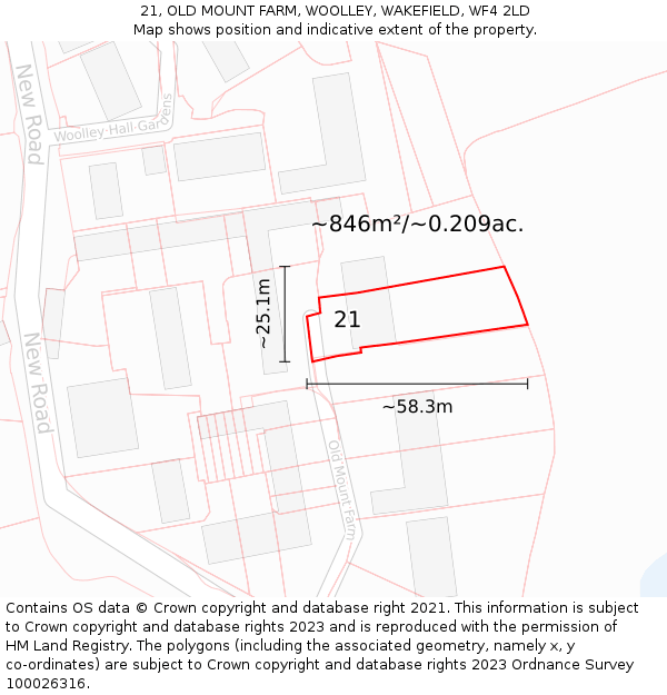 21, OLD MOUNT FARM, WOOLLEY, WAKEFIELD, WF4 2LD: Plot and title map