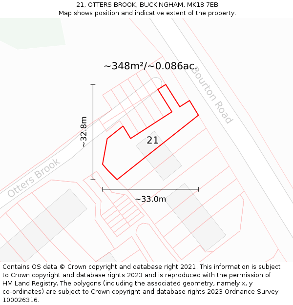 21, OTTERS BROOK, BUCKINGHAM, MK18 7EB: Plot and title map