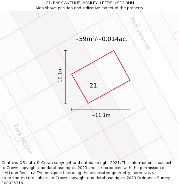 21, PARK AVENUE, ARMLEY, LEEDS, LS12 3NN: Plot and title map