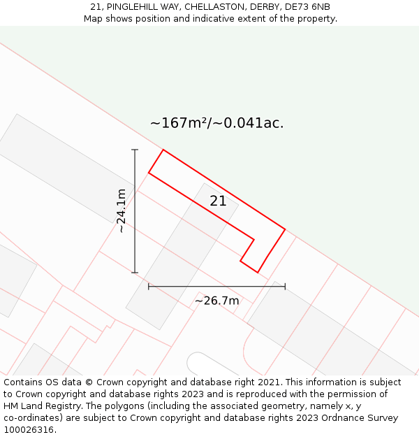 21, PINGLEHILL WAY, CHELLASTON, DERBY, DE73 6NB: Plot and title map