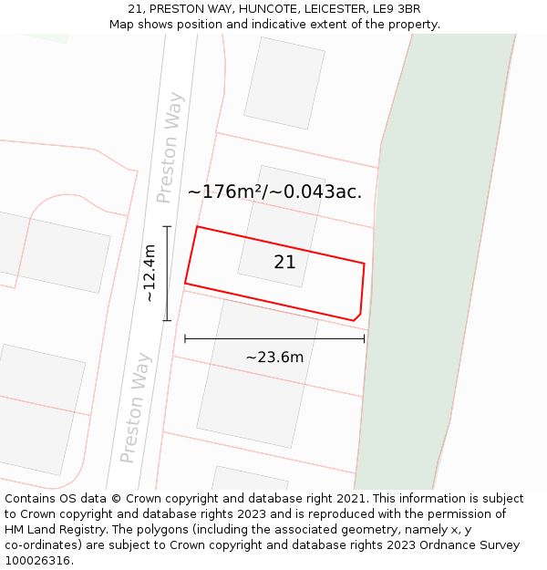 21, PRESTON WAY, HUNCOTE, LEICESTER, LE9 3BR: Plot and title map
