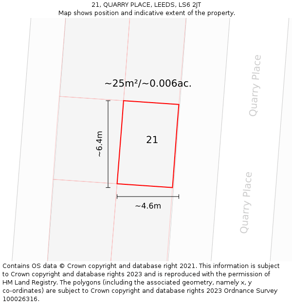 21, QUARRY PLACE, LEEDS, LS6 2JT: Plot and title map