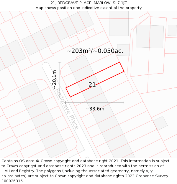 21, REDGRAVE PLACE, MARLOW, SL7 1JZ: Plot and title map