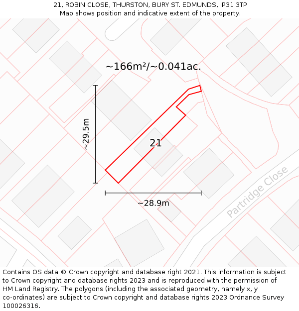 21, ROBIN CLOSE, THURSTON, BURY ST. EDMUNDS, IP31 3TP: Plot and title map
