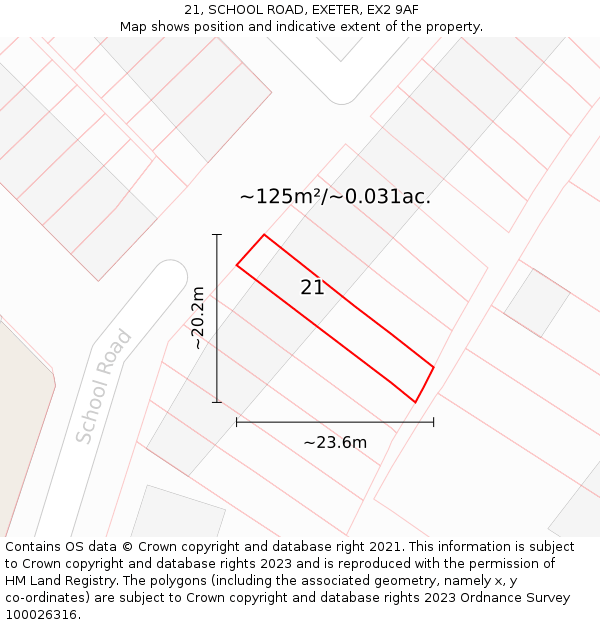 21, SCHOOL ROAD, EXETER, EX2 9AF: Plot and title map