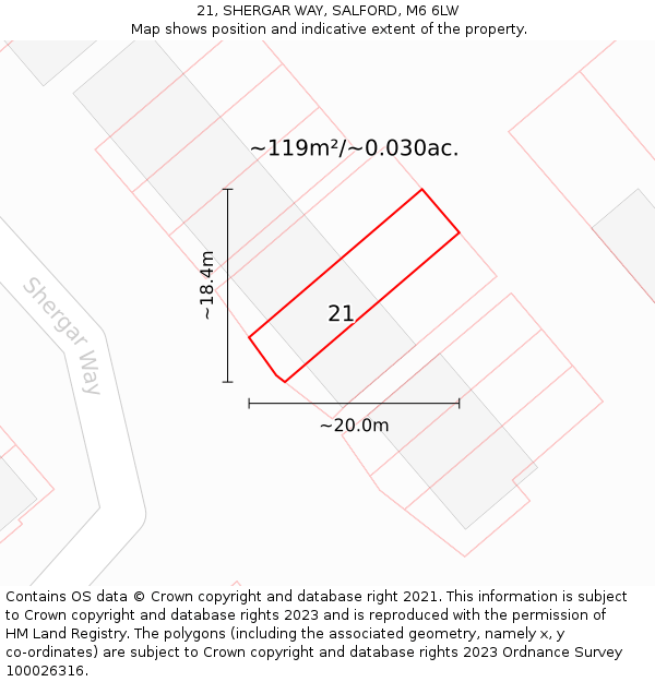 21, SHERGAR WAY, SALFORD, M6 6LW: Plot and title map