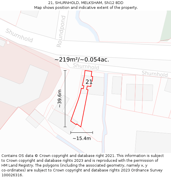 21, SHURNHOLD, MELKSHAM, SN12 8DD: Plot and title map
