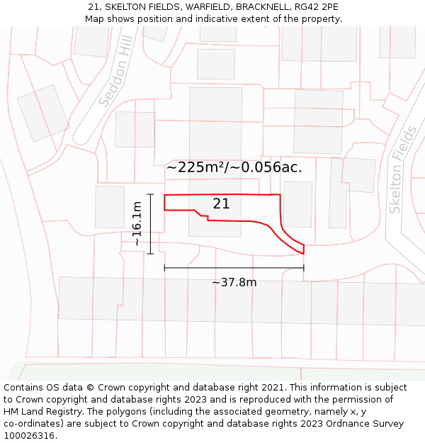 21, SKELTON FIELDS, WARFIELD, BRACKNELL, RG42 2PE: Plot and title map