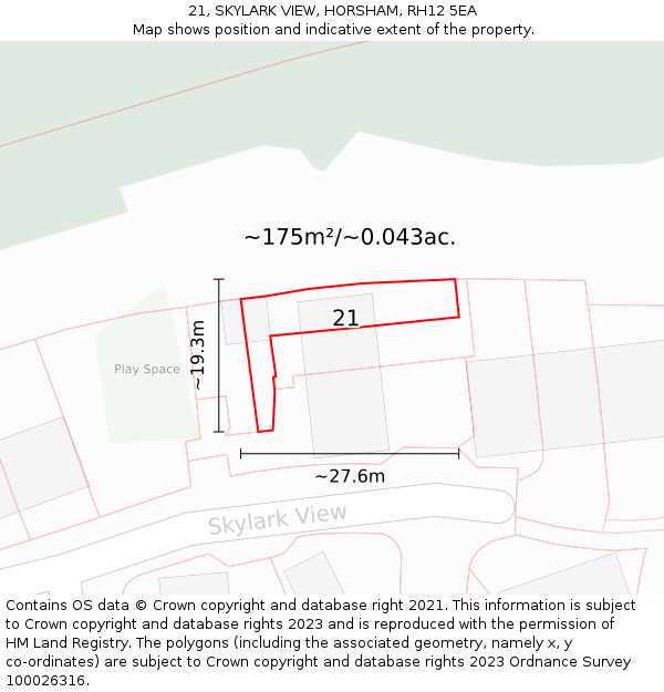 21, SKYLARK VIEW, HORSHAM, RH12 5EA: Plot and title map