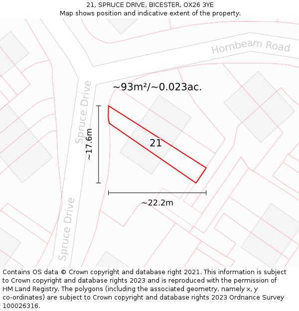 21, SPRUCE DRIVE, BICESTER, OX26 3YE: Plot and title map
