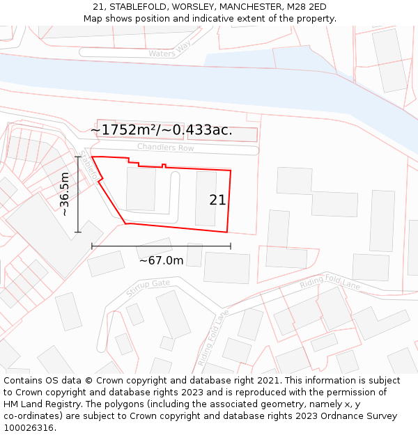 21, STABLEFOLD, WORSLEY, MANCHESTER, M28 2ED: Plot and title map